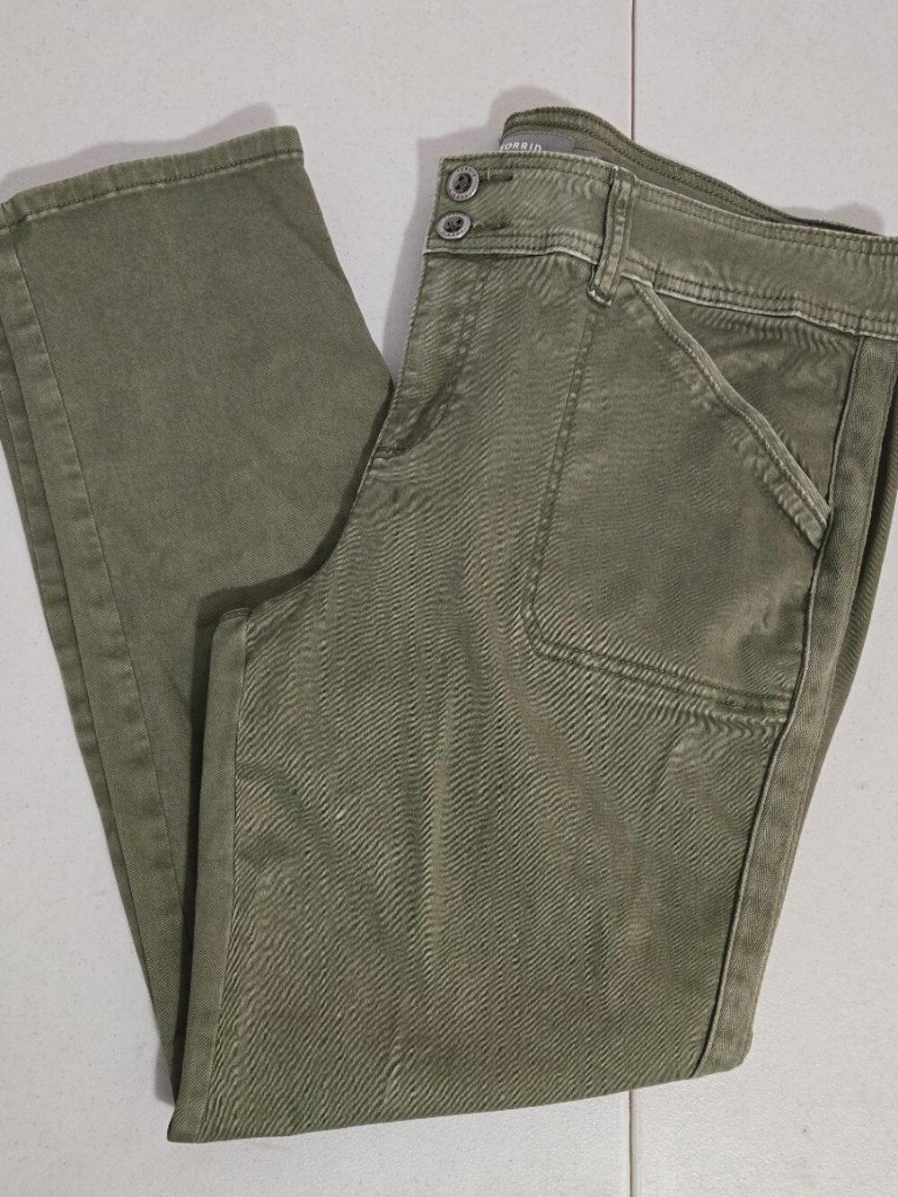 Torrid Women Size 18 Olive Green Utility  Straight Leg Pants Stretch Gorpcore